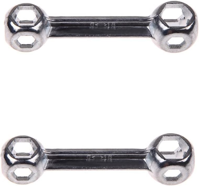SaiDian 2Pcs Dog Bone Hexagon Wrench Mini Pocket Wrench Bicycle Repair Tool Metal Bicycle Spanner 6-12mm Hexagon Holes Silver Multi-Tool - Image 1